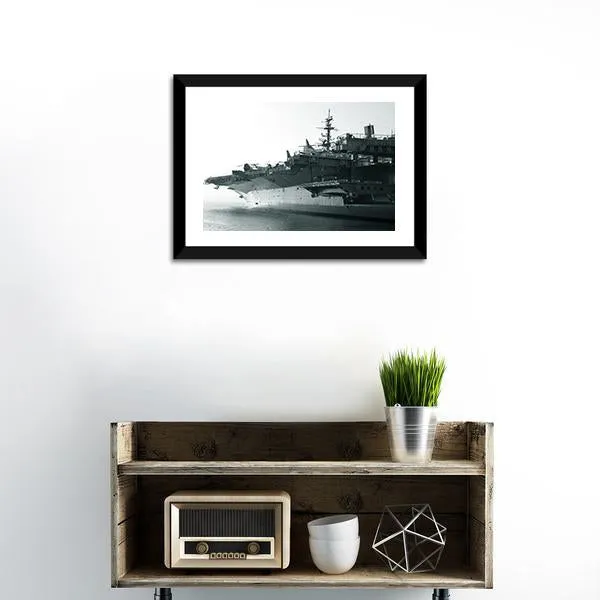 Aircraft Carrier In Ocean Canvas Wall Art