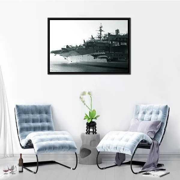 Aircraft Carrier In Ocean Canvas Wall Art