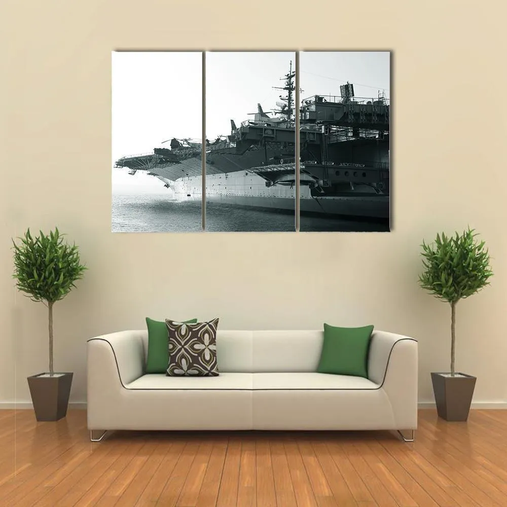 Aircraft Carrier In Ocean Canvas Wall Art