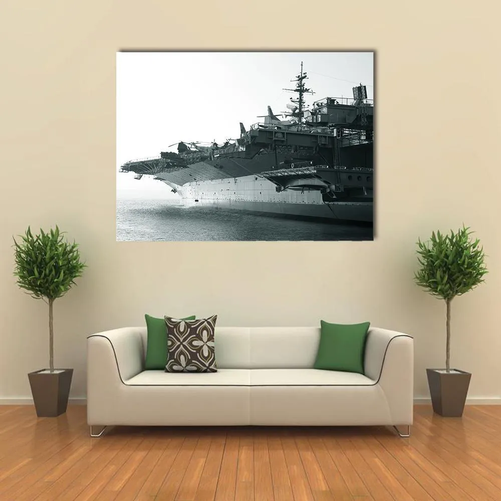 Aircraft Carrier In Ocean Canvas Wall Art