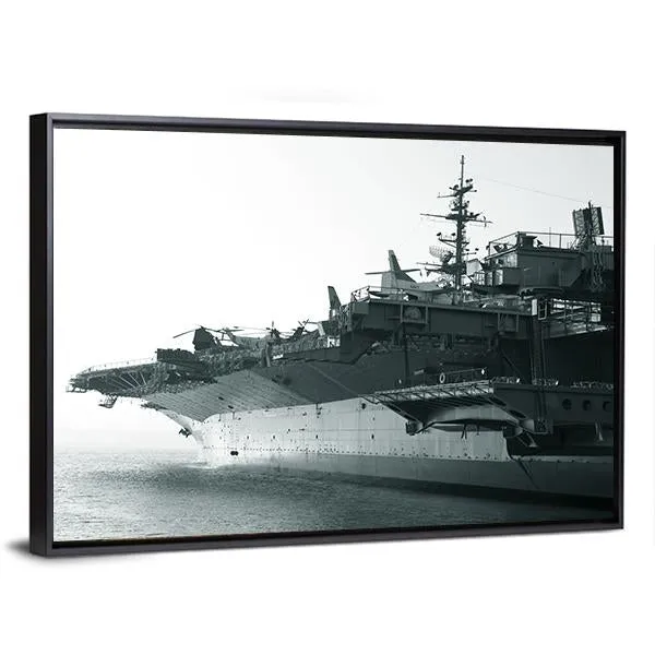 Aircraft Carrier In Ocean Canvas Wall Art