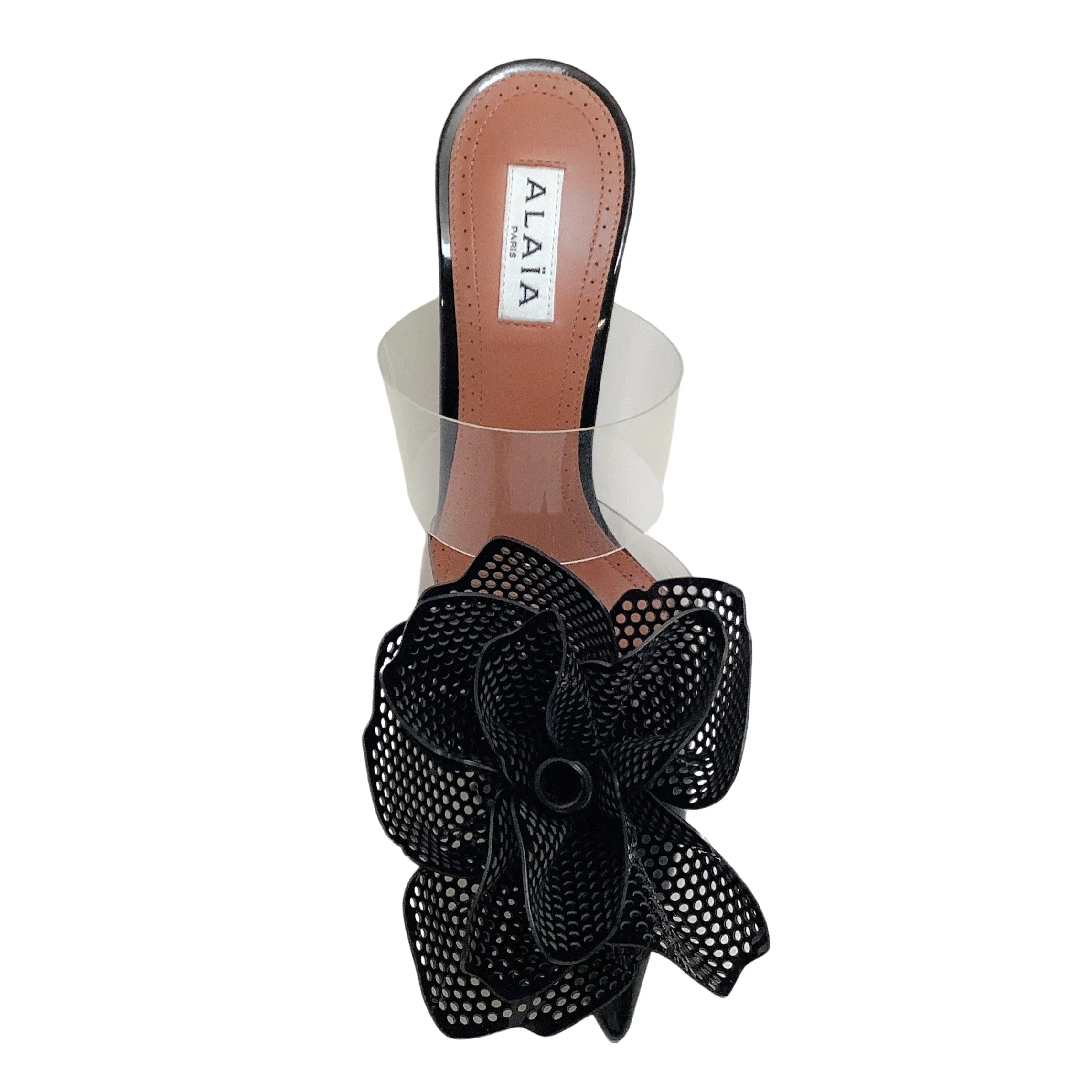 Alaia Black Patent / Clear Fleur 90 Mules