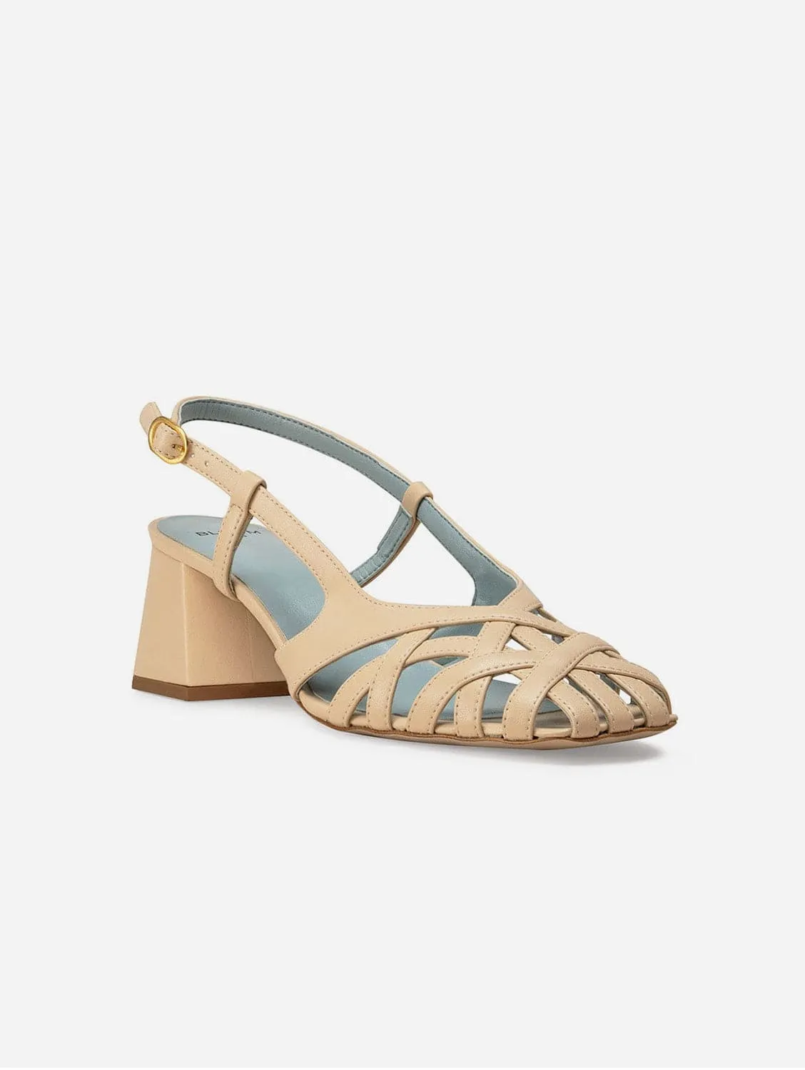 Alba Vegan Apple Leather Heeled Sandals | Ecru