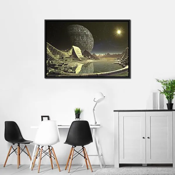 Alien Satellite City Canvas Wall Art