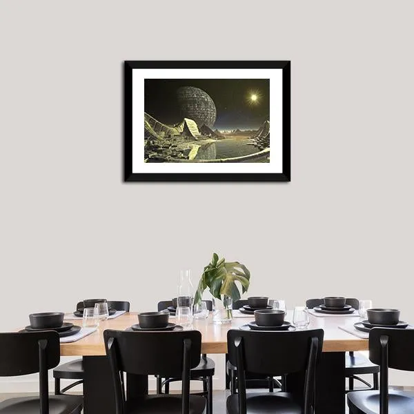 Alien Satellite City Canvas Wall Art