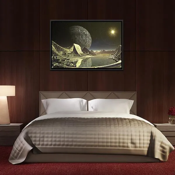 Alien Satellite City Canvas Wall Art