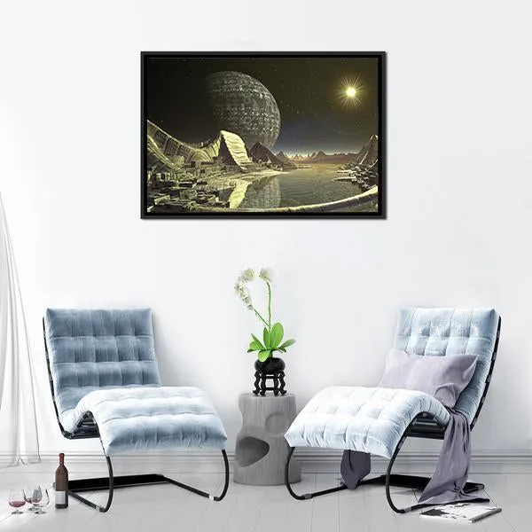 Alien Satellite City Canvas Wall Art