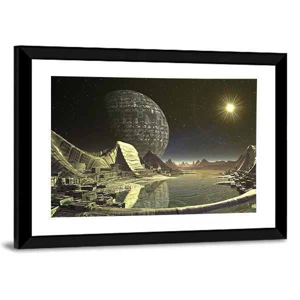 Alien Satellite City Canvas Wall Art