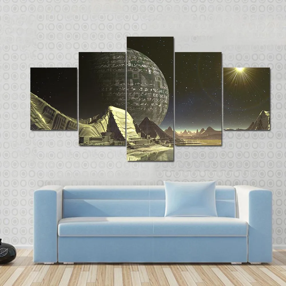 Alien Satellite City Canvas Wall Art