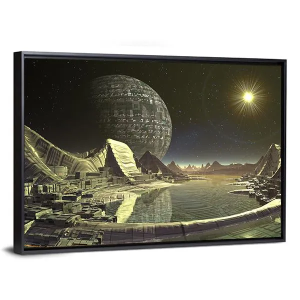 Alien Satellite City Canvas Wall Art