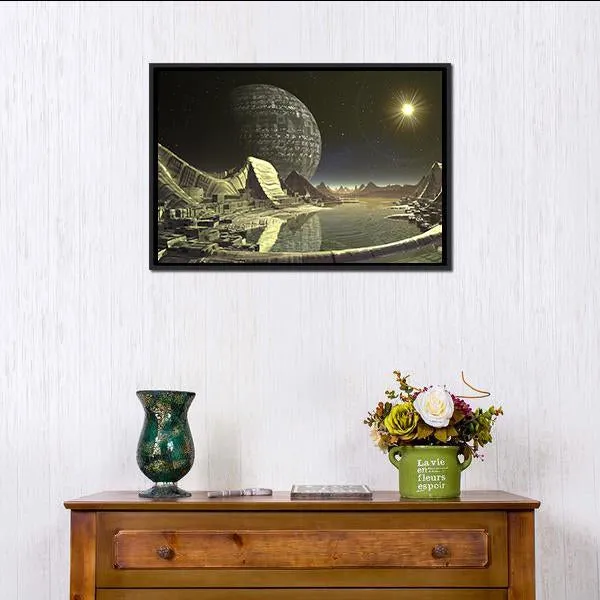 Alien Satellite City Canvas Wall Art