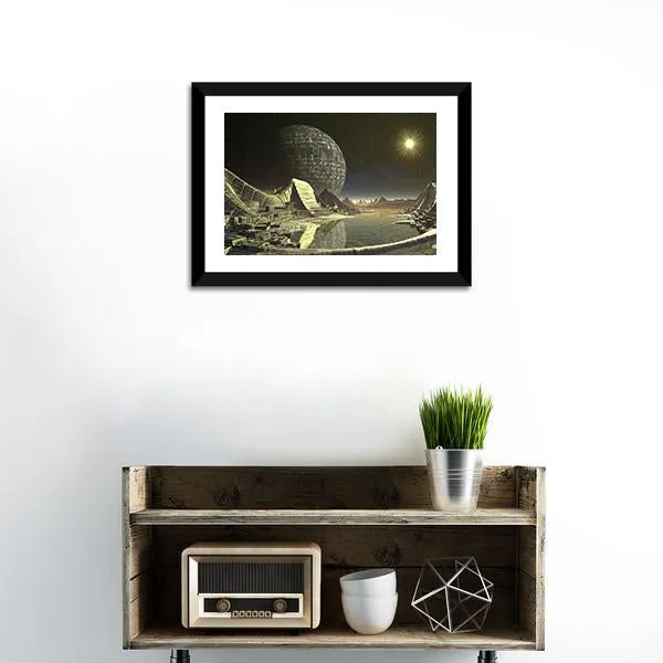 Alien Satellite City Canvas Wall Art