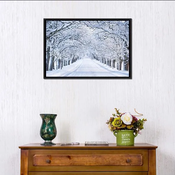 Alley In Snowy Morning Canvas Wall Art