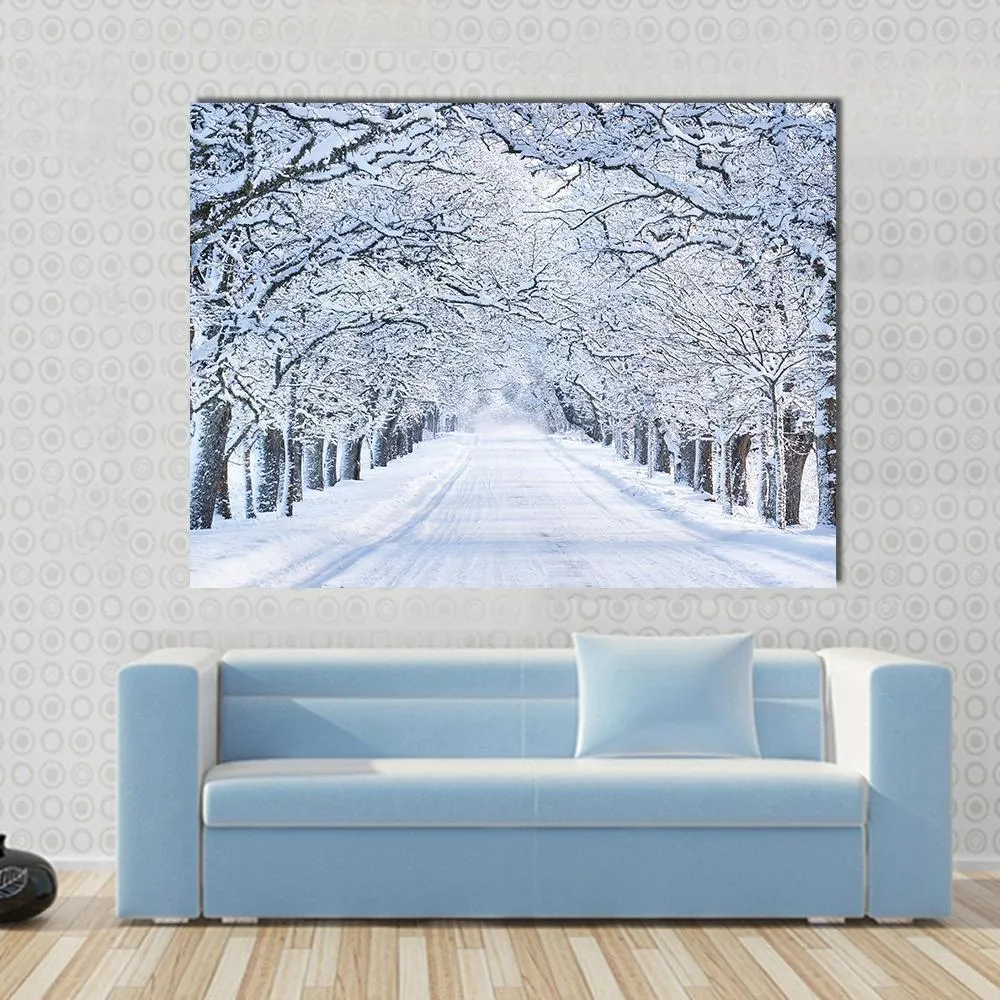 Alley In Snowy Morning Canvas Wall Art