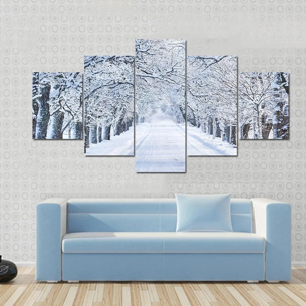 Alley In Snowy Morning Canvas Wall Art