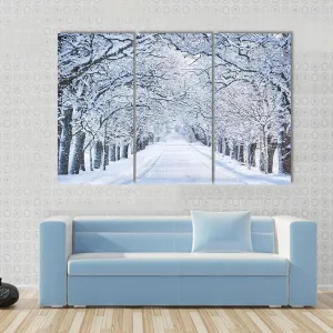 Alley In Snowy Morning Canvas Wall Art