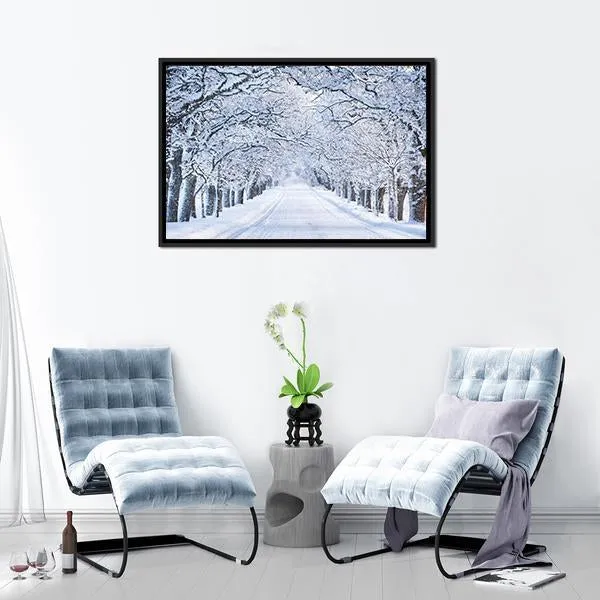 Alley In Snowy Morning Canvas Wall Art