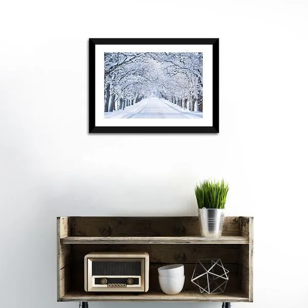 Alley In Snowy Morning Canvas Wall Art