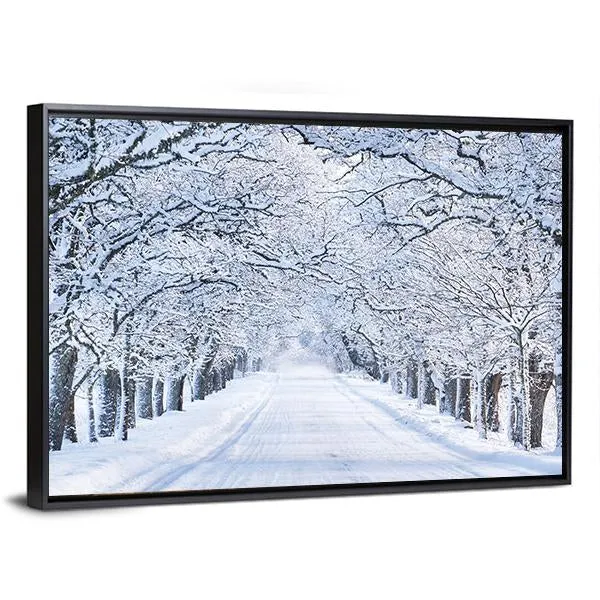 Alley In Snowy Morning Canvas Wall Art