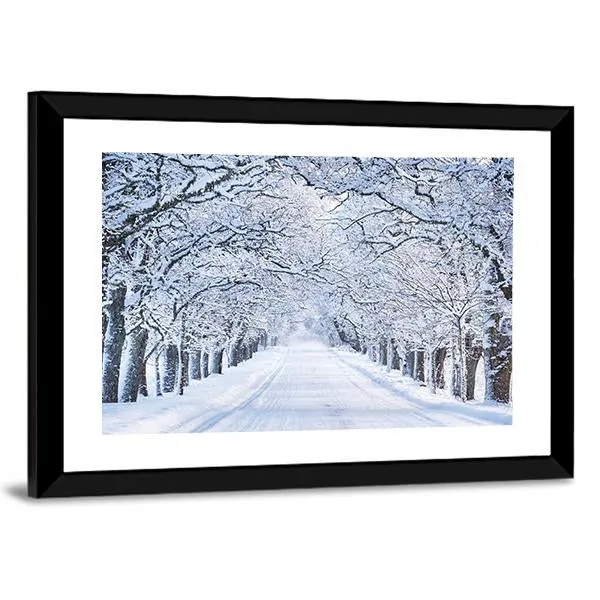 Alley In Snowy Morning Canvas Wall Art