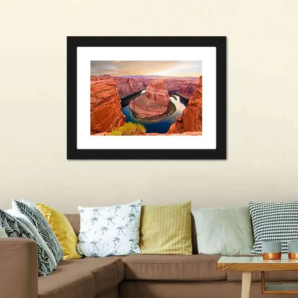 Amazing Sunset At Horseshoe Bend Canvas Wall Art