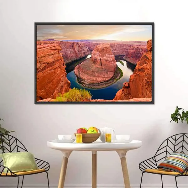 Amazing Sunset At Horseshoe Bend Canvas Wall Art