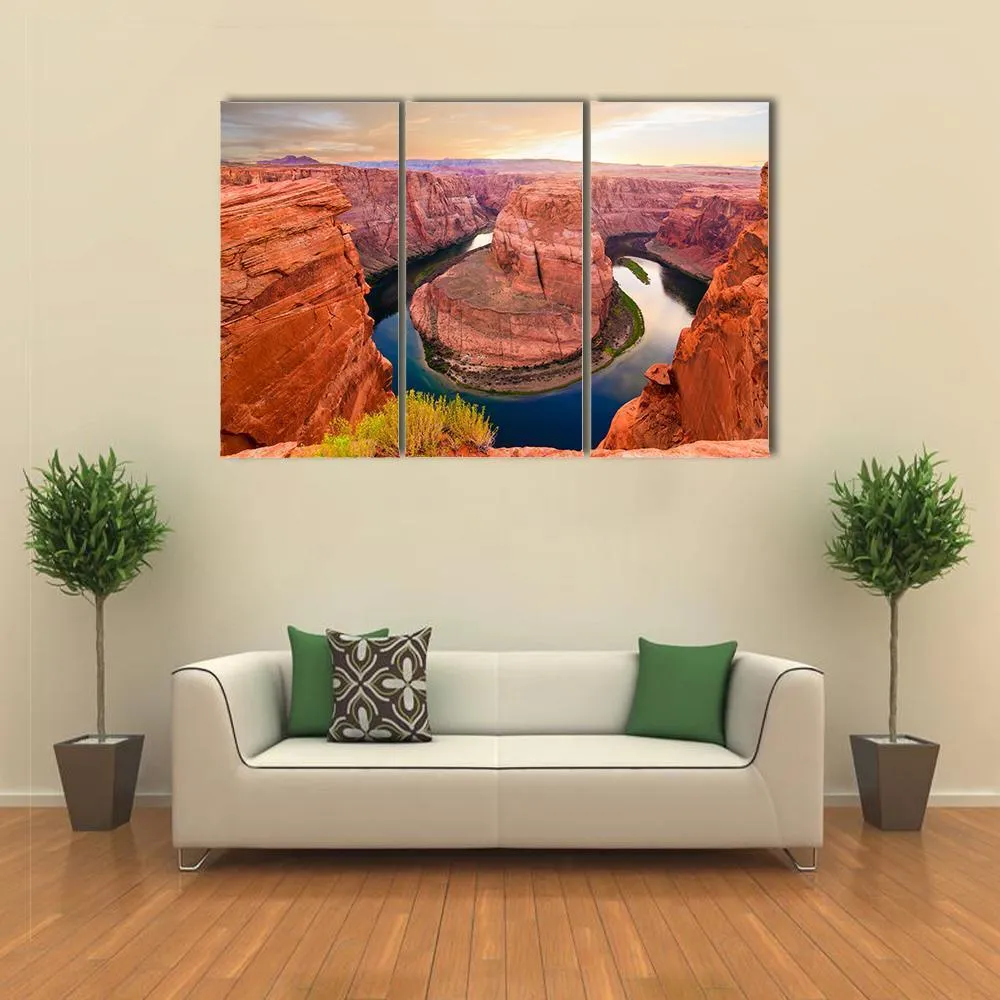 Amazing Sunset At Horseshoe Bend Canvas Wall Art