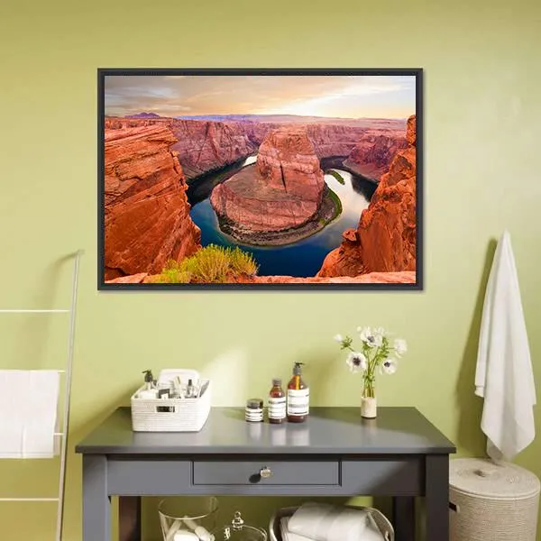 Amazing Sunset At Horseshoe Bend Canvas Wall Art