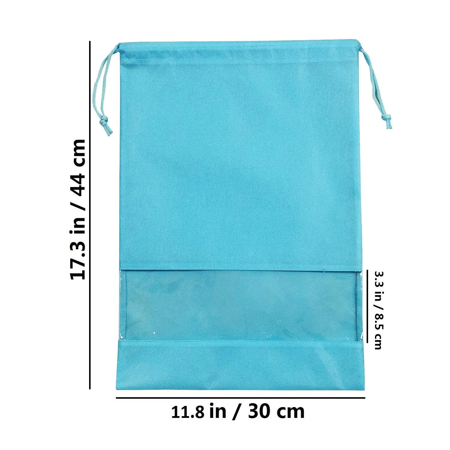 ANIZER 8 PCS 11.8"x17.3" Non-Woven Dustproof Drawstring Bag Travel Shoe Bags Dust Cover Pouch Bag Storage with Visual Window for Handbags Purses Shoes (Blue) Blue