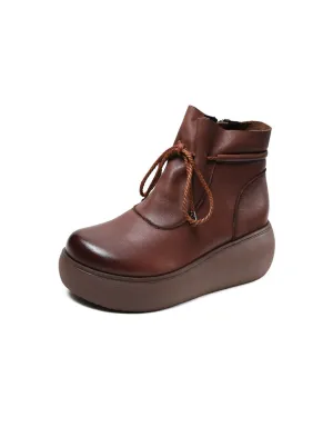 Ankle Lace-up Wide Toe Box Comfortable Wedge Boots