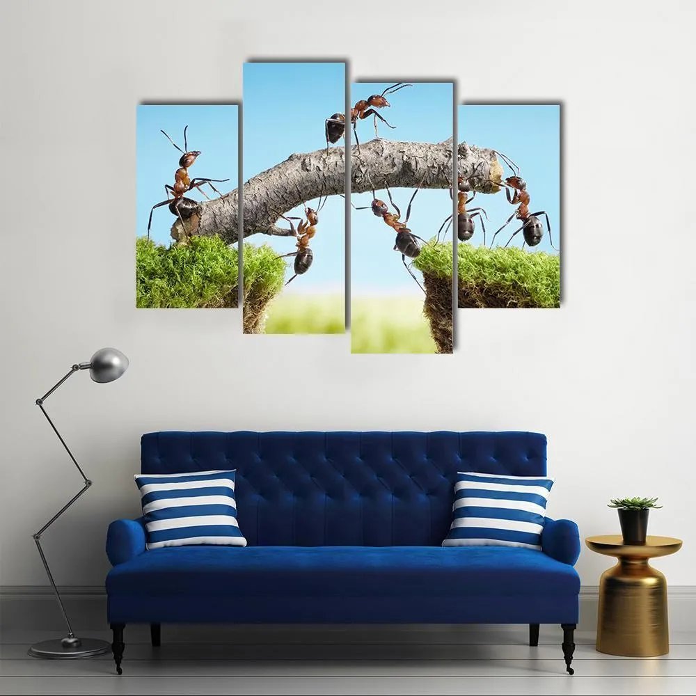 Ants Constructing Bridge Canvas Wall Art