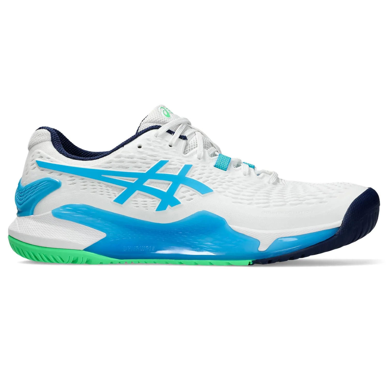 Asics Gel Resolution 9 Men tennis Shoes 330-103 White/Digital Aqua