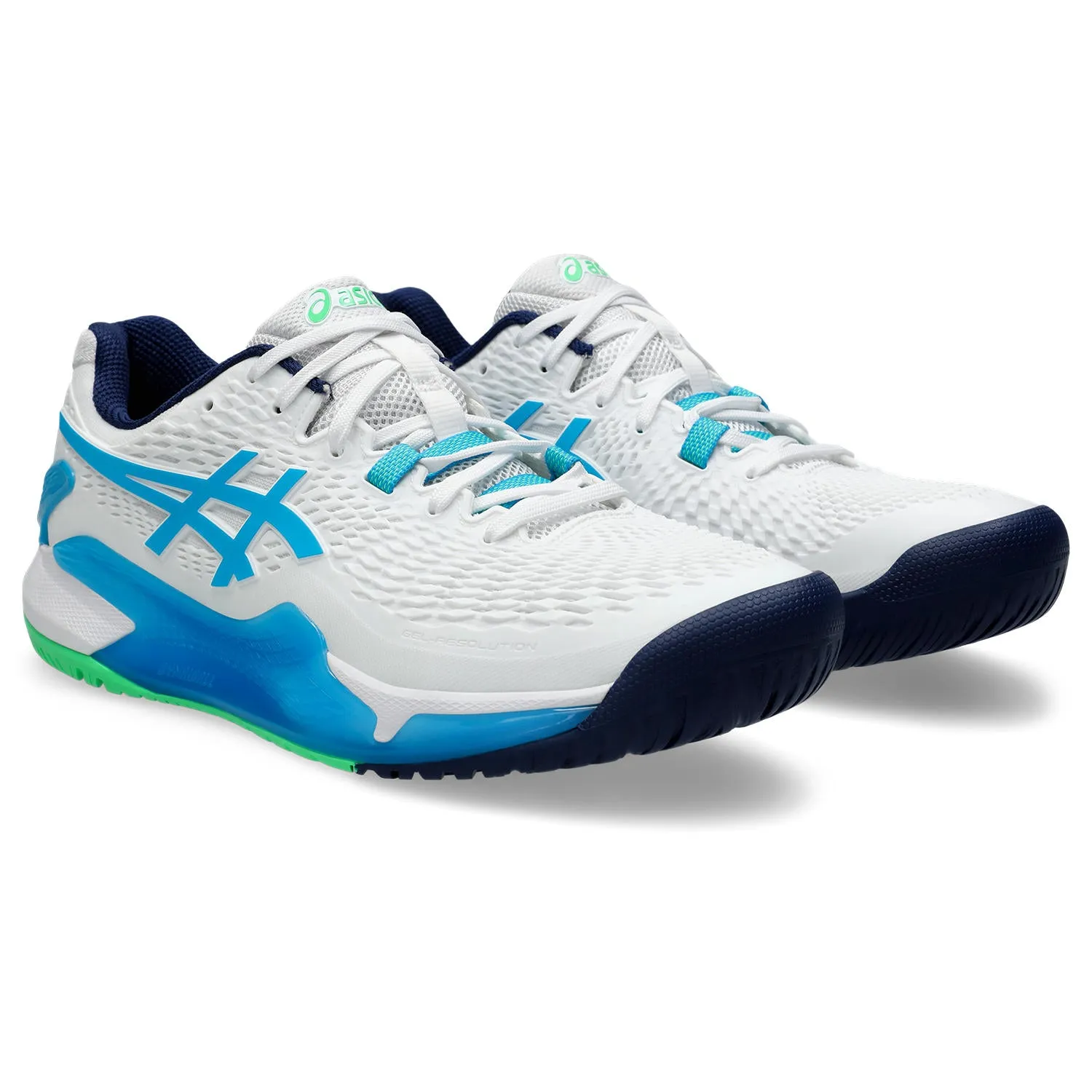 Asics Gel Resolution 9 Men tennis Shoes 330-103 White/Digital Aqua