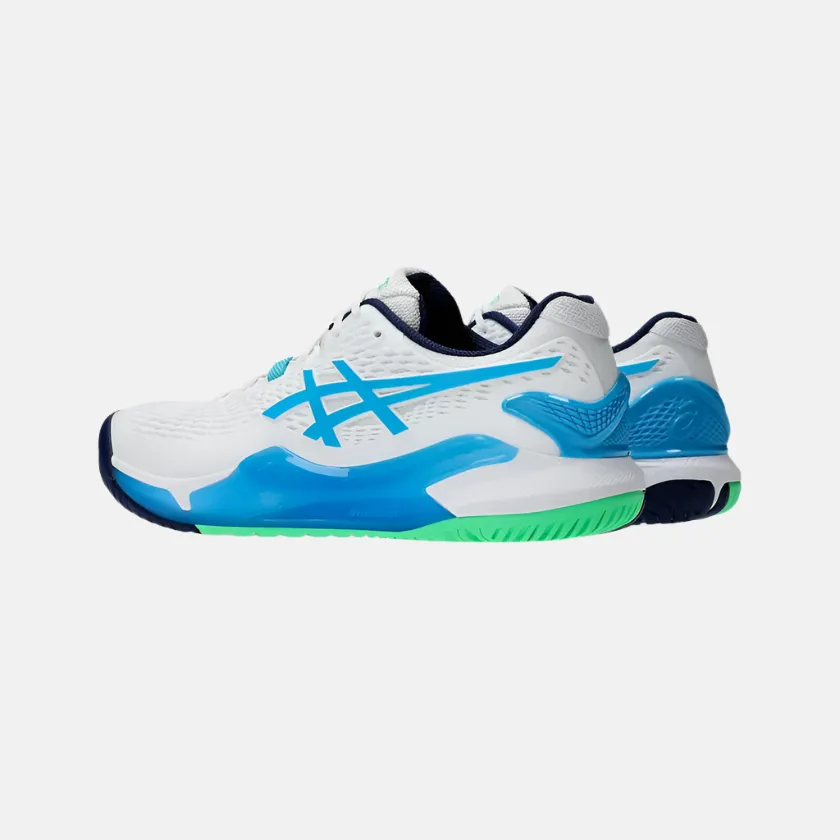 Asics GEL-RESOLUTION 9 Men's Tennis Shoes -White/Digital Aqua