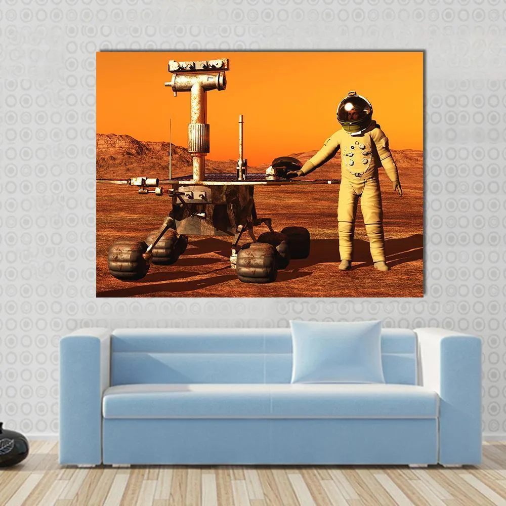 Astronaut & Mars Rover Canvas Wall Art