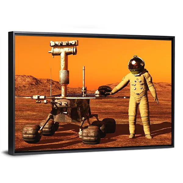 Astronaut & Mars Rover Canvas Wall Art