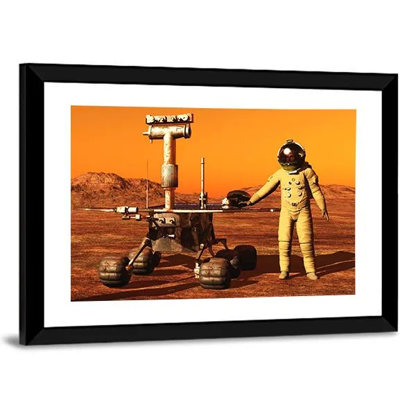 Astronaut & Mars Rover Canvas Wall Art