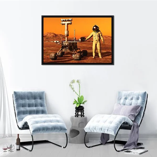 Astronaut & Mars Rover Canvas Wall Art