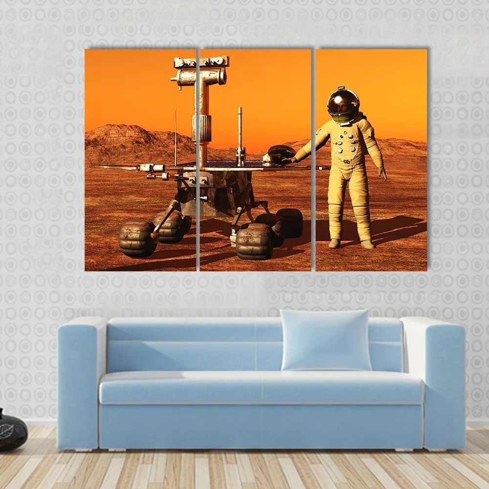 Astronaut & Mars Rover Canvas Wall Art