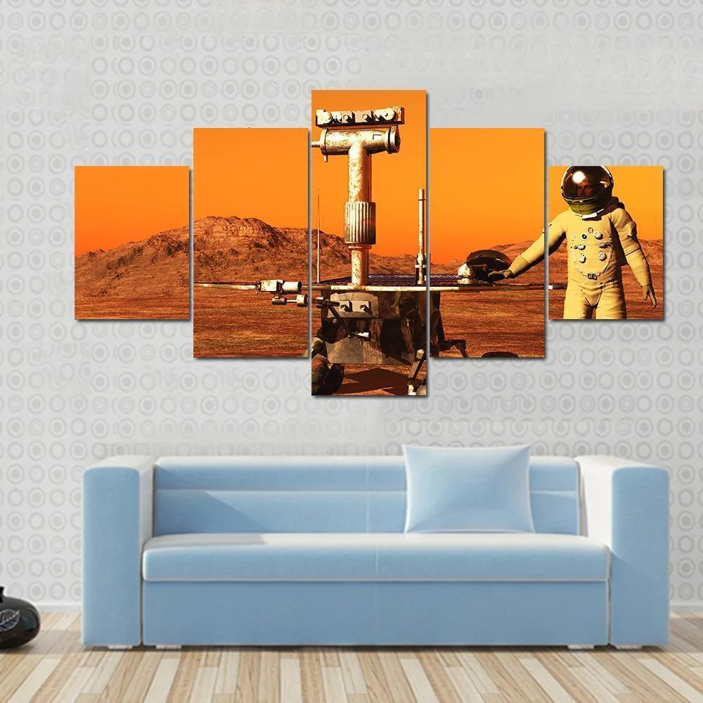 Astronaut & Mars Rover Canvas Wall Art