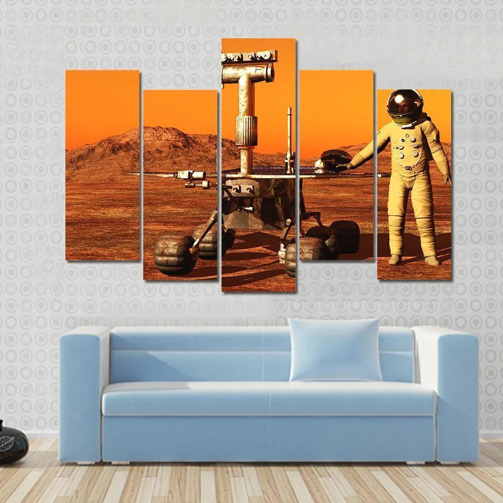 Astronaut & Mars Rover Canvas Wall Art