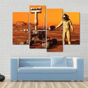 Astronaut & Mars Rover Canvas Wall Art