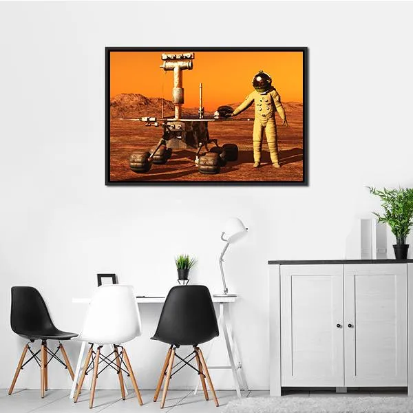 Astronaut & Mars Rover Canvas Wall Art