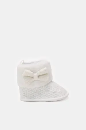 Babies White Bow Bootie