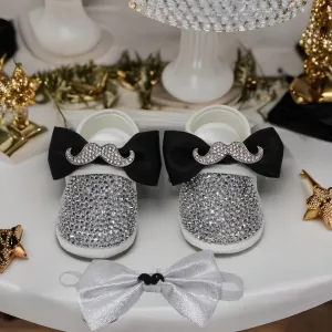 Baby Boys Bling Mustache Shoes and Bow Tie