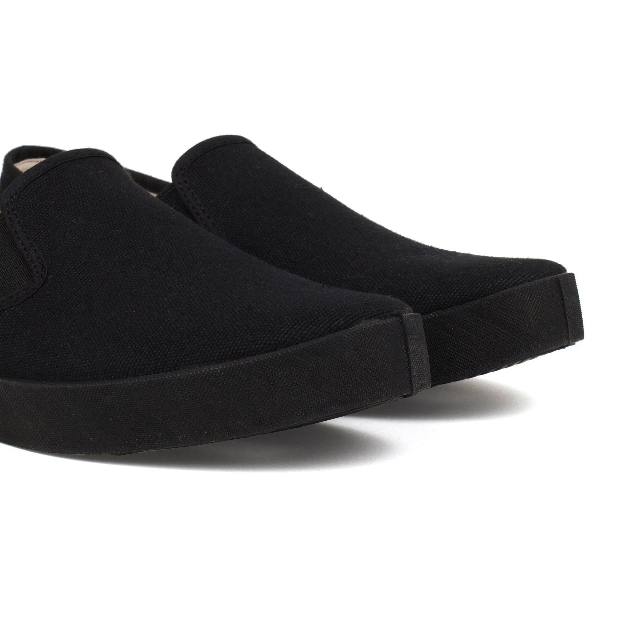 Barcelona Organic Cotton Canvas Slip Ons - Black