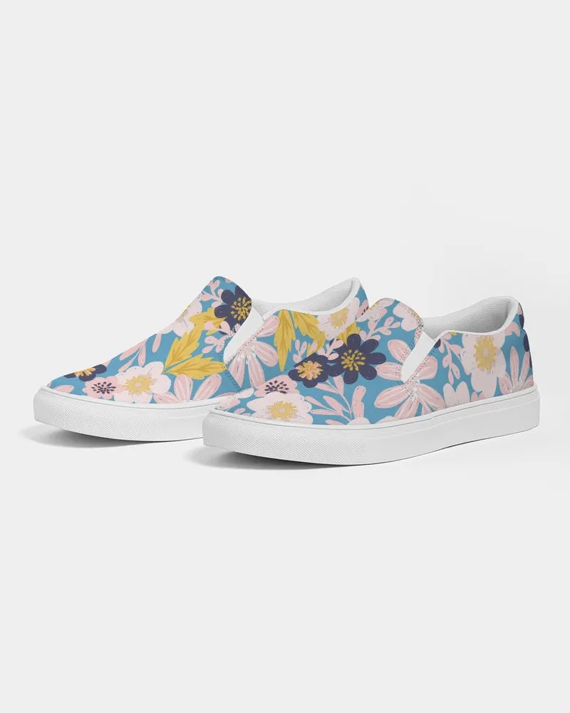 Blue Frisky Floral Women's Slip-On Canvas Shoe