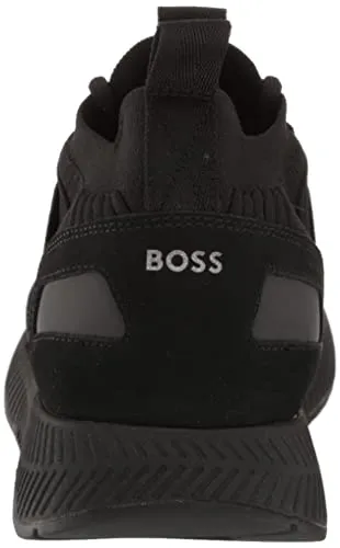 BOSS Men's Mesh Mix Running Sneakers, Black Oil, 7