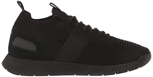 BOSS Men's Mesh Mix Running Sneakers, Black Oil, 7