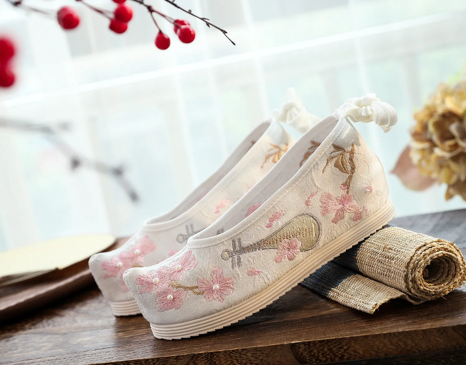 Bow For Han Chinese Clothing Antique Style Canvas Shoes